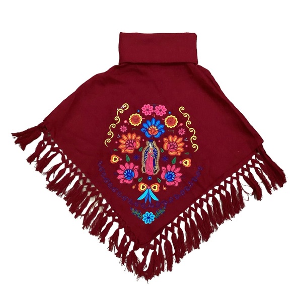 Lady of Guadalupe Burgundy Poncho - Picture 1 of 2